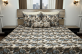 Wild Plume Bedsheet Set styled on a luxury bed in an elegant bedroom