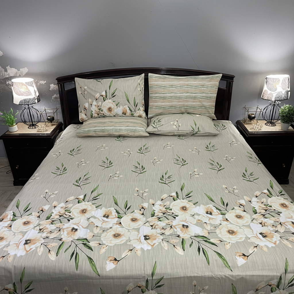Ivory Magnolia Bedsheet Set